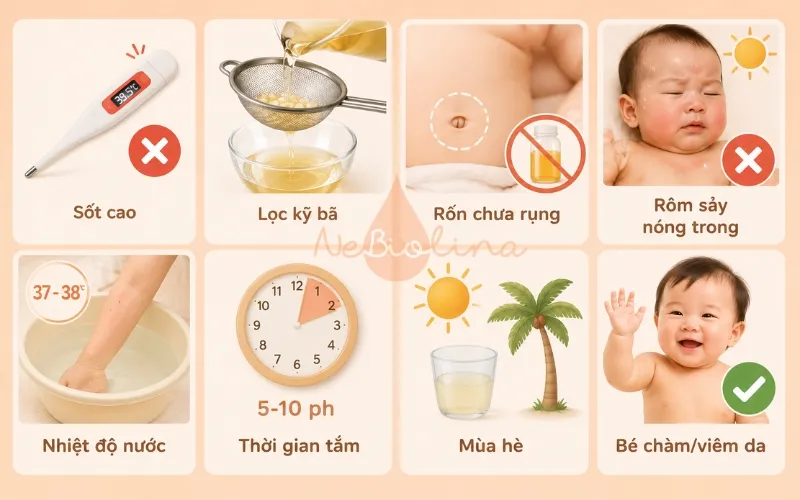 8 điều cần lưu ý khi tắm bé bằng nước cốt gừng