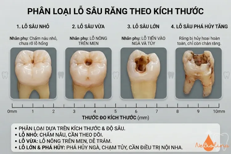 Phân loại lỗ sâu răng theo kích thước