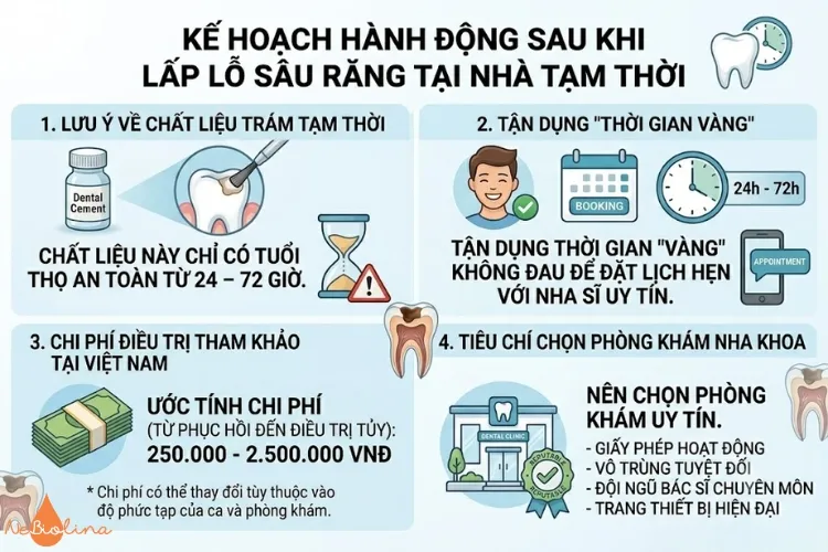 Kế hoạch sau khi lấp lỗ sâu răng tại nhà tạm thời