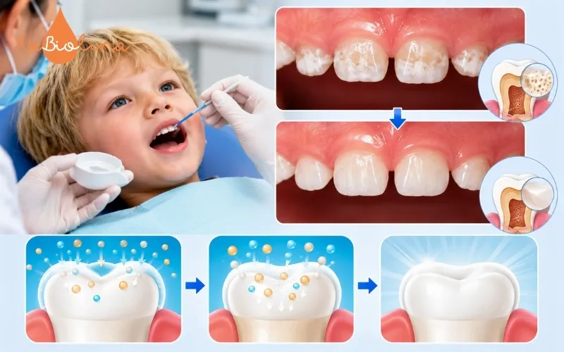Tái khoáng flouride giúp ngăn chặn sún răng tiến triển