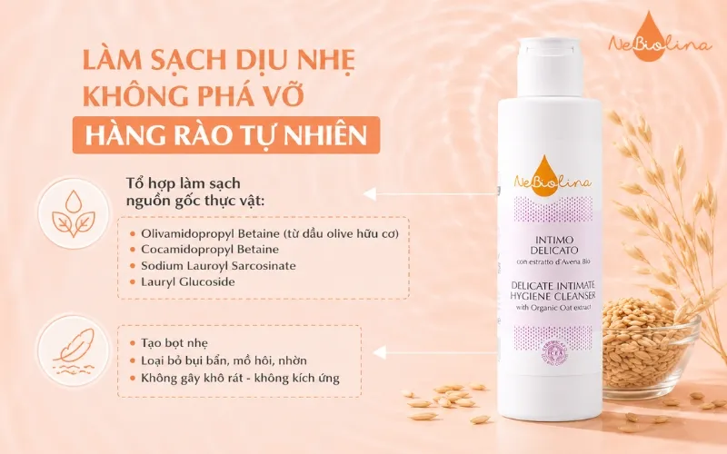 Tổ hợp làm sạch nguồn gốc thực vật, hoàn toàn không chứa SLS hay SLES