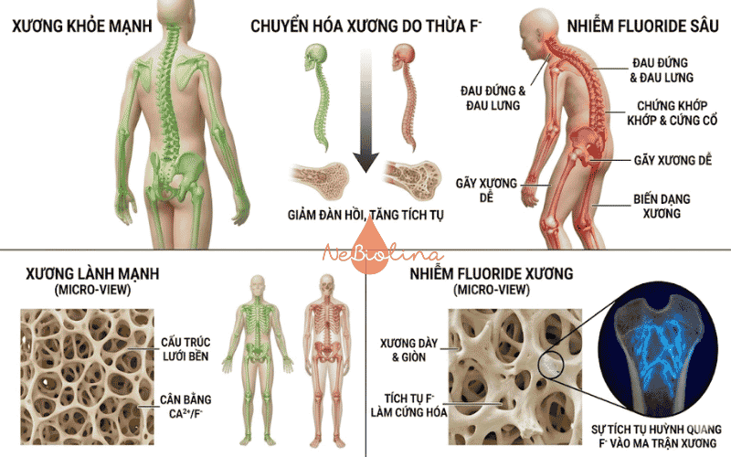 Flouride tích tụ trong cơ thể gây yếu xương 