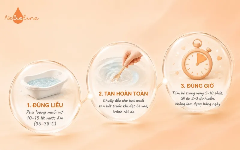 Hướng dẫn sử dụng muối tắm bé đúng cách, an toàn, hiệu quả