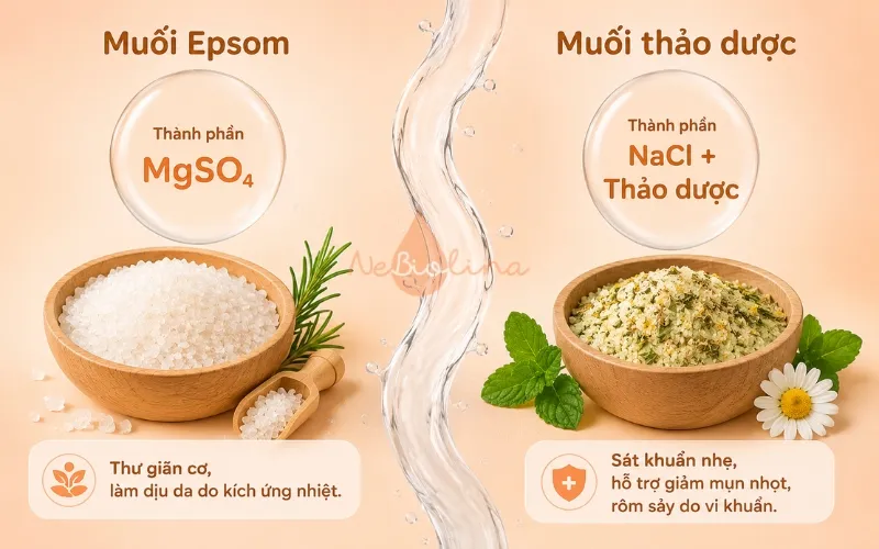 Muối Epsom và muối hầm thảo dược là 2 loại khác nhau