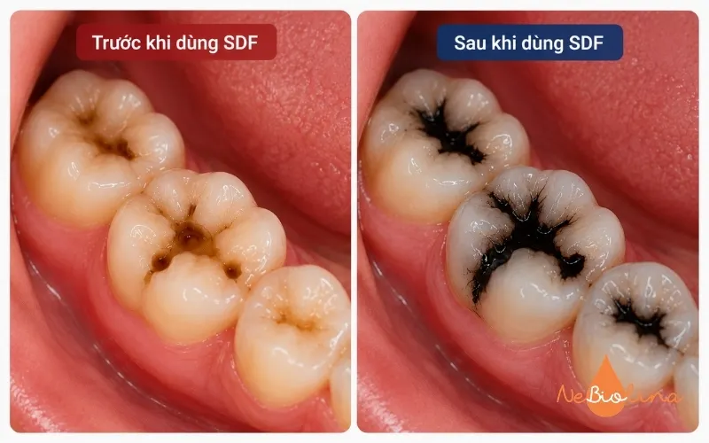Dùng dung dịch SDF có thể gây đổi màu răng