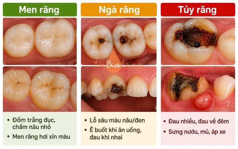 Các giai đoạn của sâu răng