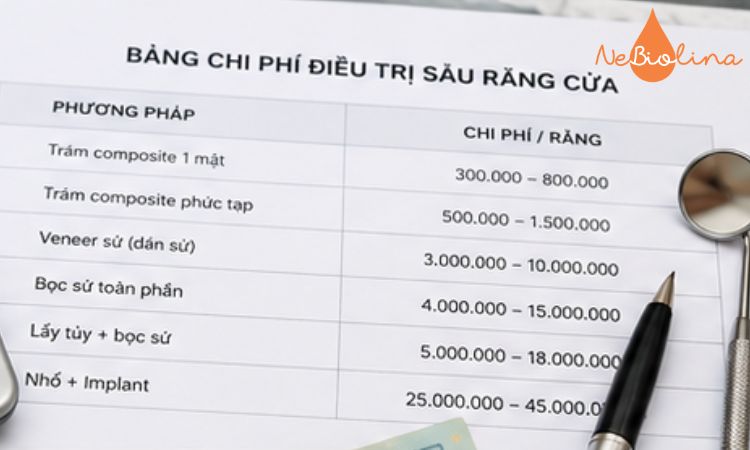 Chi phí điều trị sâu răng cửa thực tế 2025 - 2026 