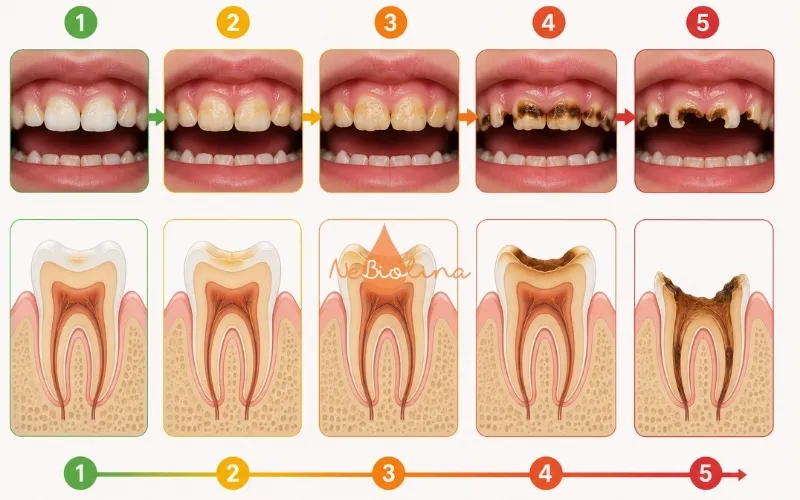 Quá trình tiến triển của sún răng