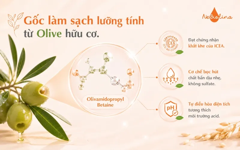 Olivamidopropyl Betaine là chất làm sạch từ thực vật