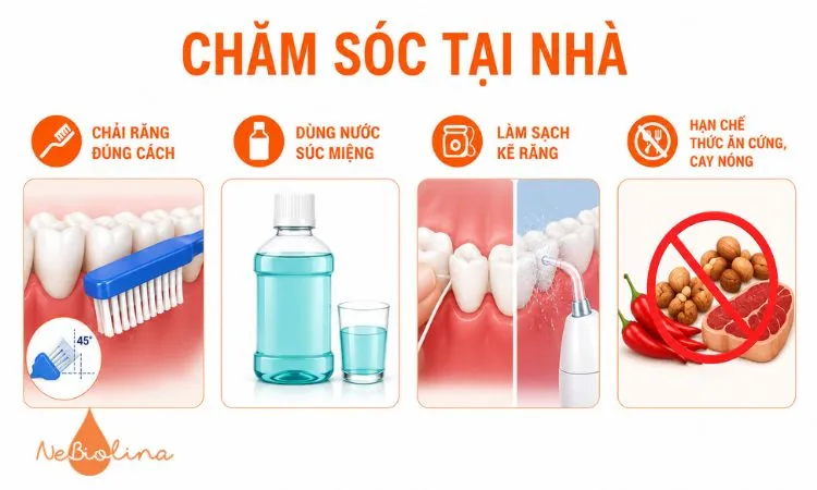 Các biện pháp chăm sóc tại nhà khi bị viêm nướu chảy máu. 