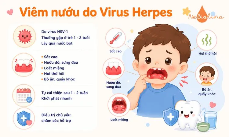 Viêm nướu do virus Herpes ở trẻ nhỏ 