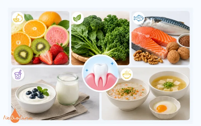 Bị viêm nướu nên bổ sung nhiều vitamin từ rau, củ, quả...