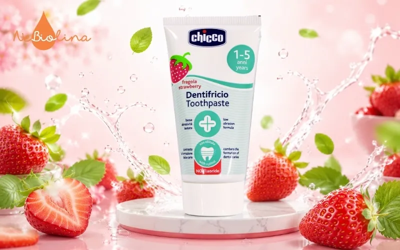 Kem đánh răng Chicco dâu (Dòng không Fluoride)